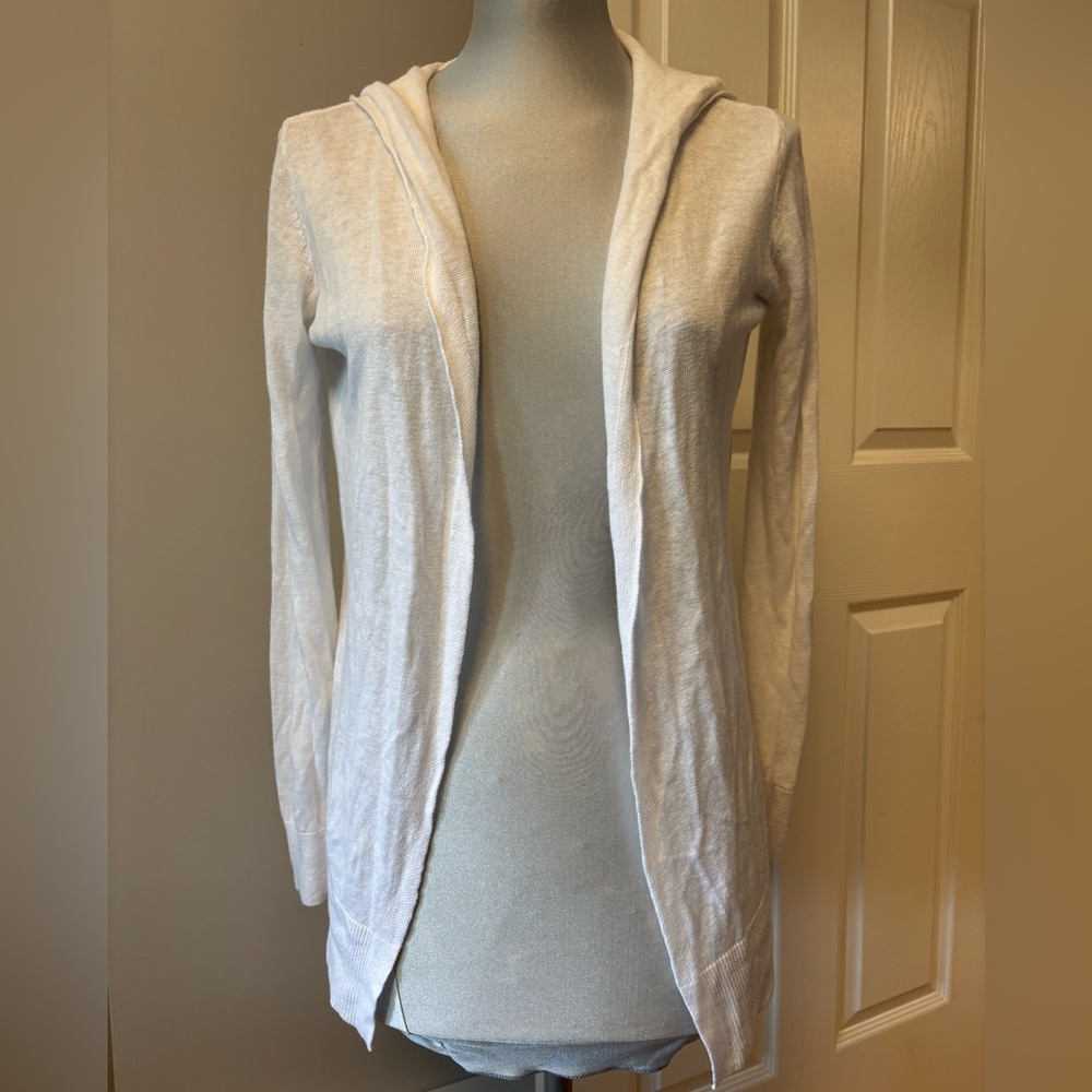 Cynthia Rowley White Linen Open-Front Cardigan